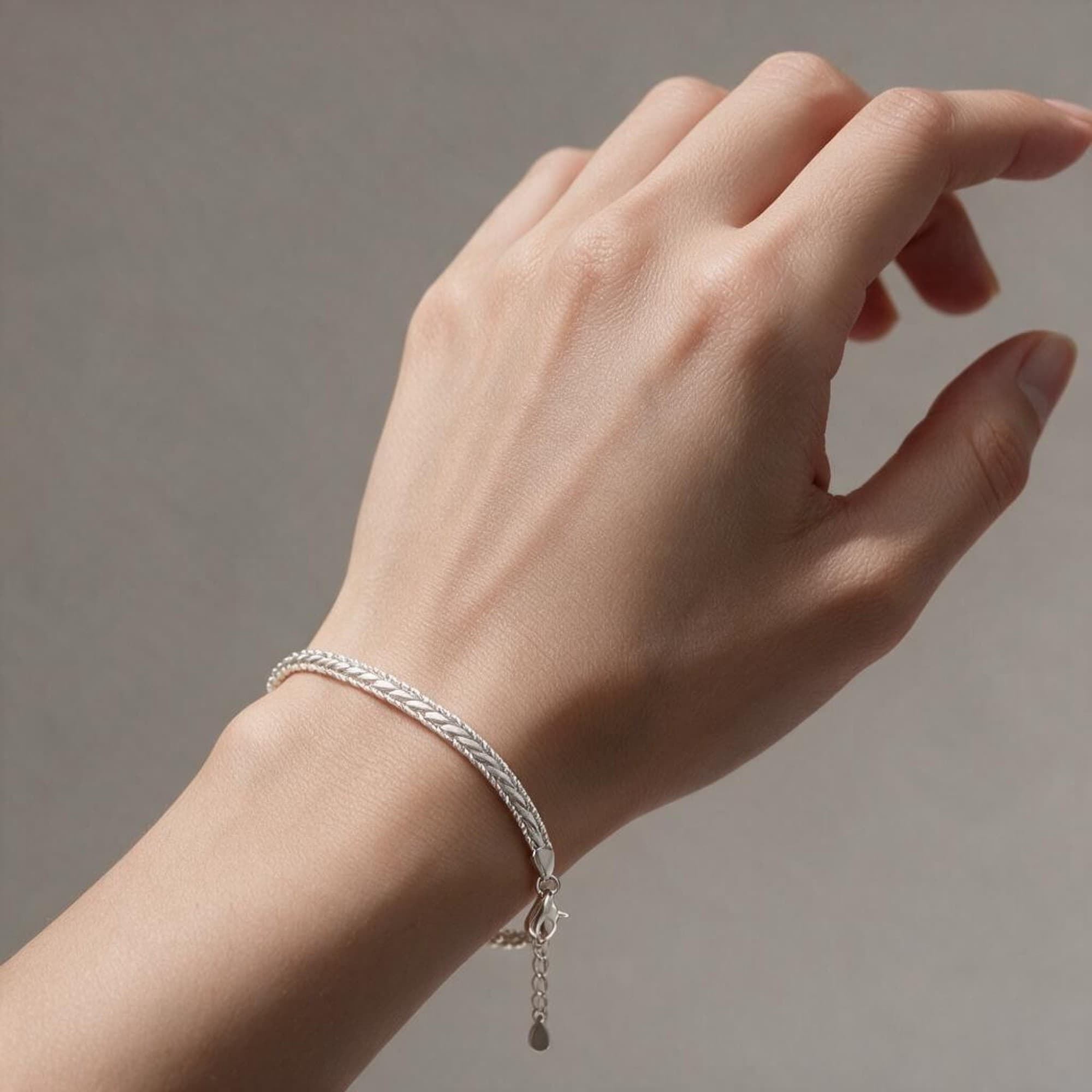 Pulseira Malha Trabalhada Prateado